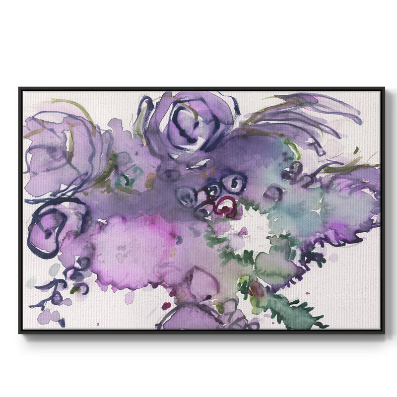 Lavender Floral Splendor II, reproduction d'art sur toile, H 27 po x l 41 po x P 2 po, Noir