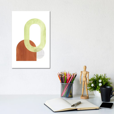 Abstract Terracotta And Green Shapes by Whales Way - Painting on Canvas