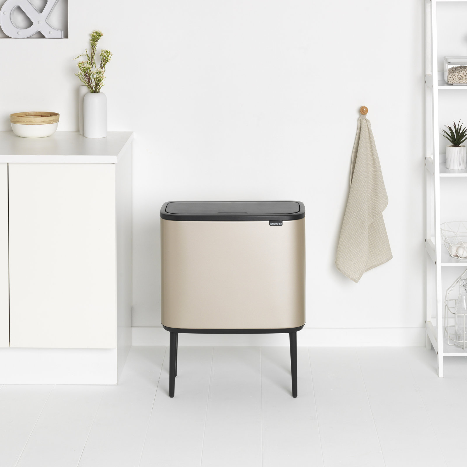 Brabantia Bo Touch 9gal Recycling Can, Metallic Gold