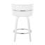 Fixed-Height Counter Stool with Swivel in White Wood and White Faux Leather with Round Chrome Footrest - Set of 2