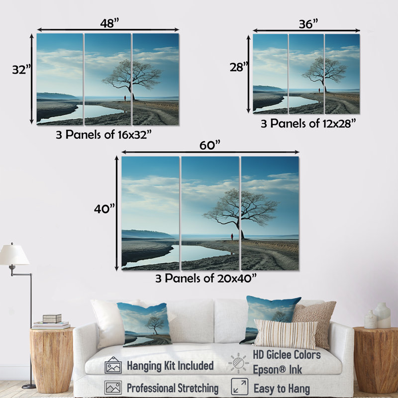 Minimalisme, campagne, ensemble d'art sur toile, Toile tendue, 32" H x 48" W x 1" D