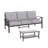 2 Piece Outdoor Patio Set, 70 Inches All-Weather Metal 3-Seat Metal Patio Sofa And Rectangular Coffee Table, With Cushions & Frame-858866053-858866055