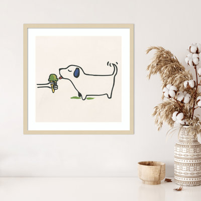 «Mutt Dog Luv I» par June Erica Vess, reproduction d'art encadrée sur bois