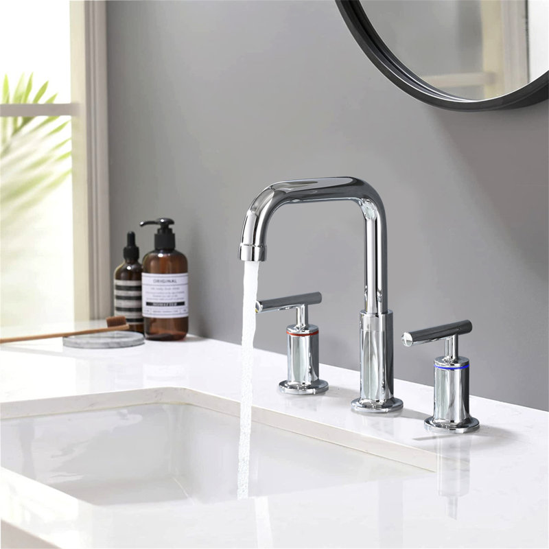 8 po Robinet de salle de bain à poignée double avec drain escamotable, Chrome