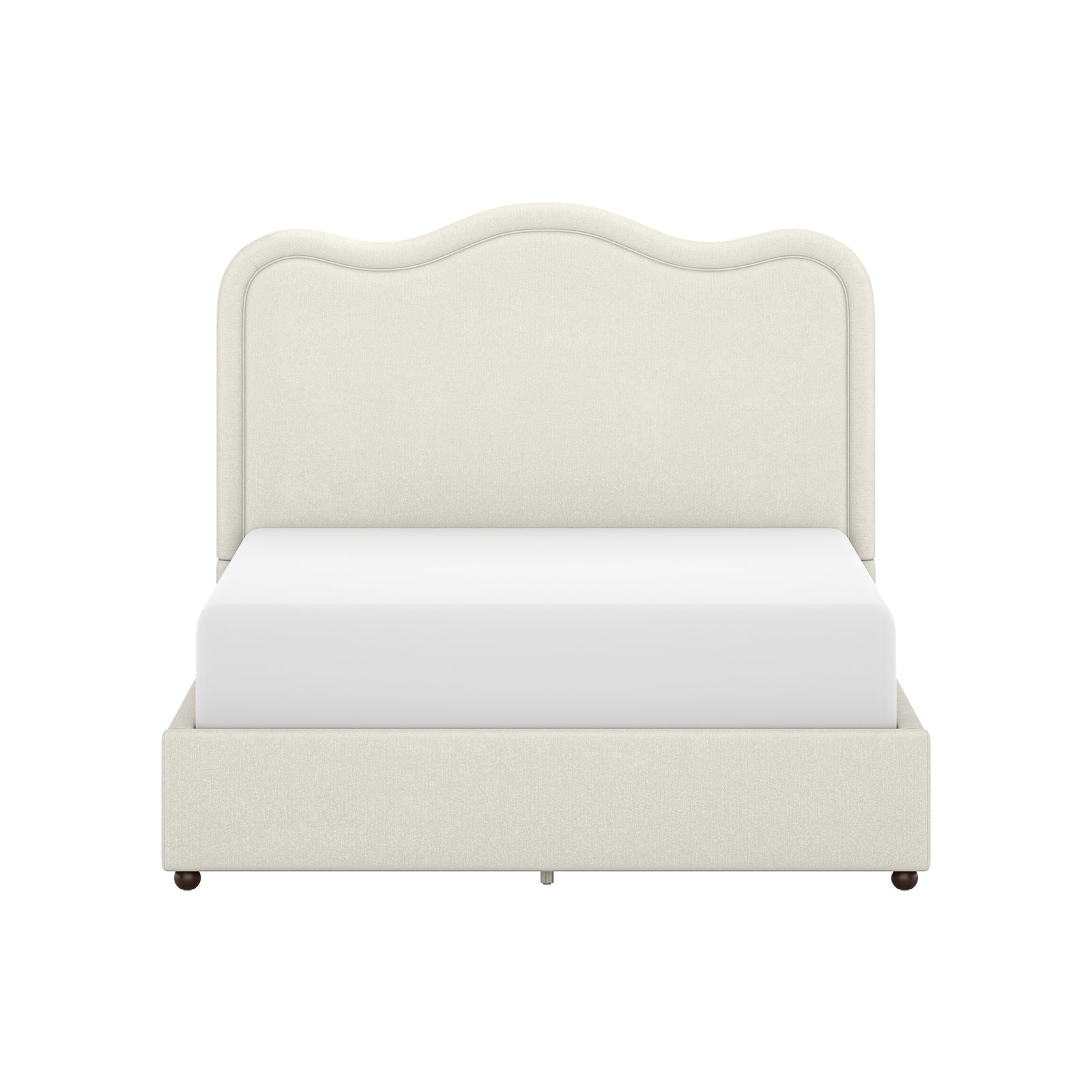 Azu Upholstered Scallop King Platform Bed, Cream, Queen, Cream