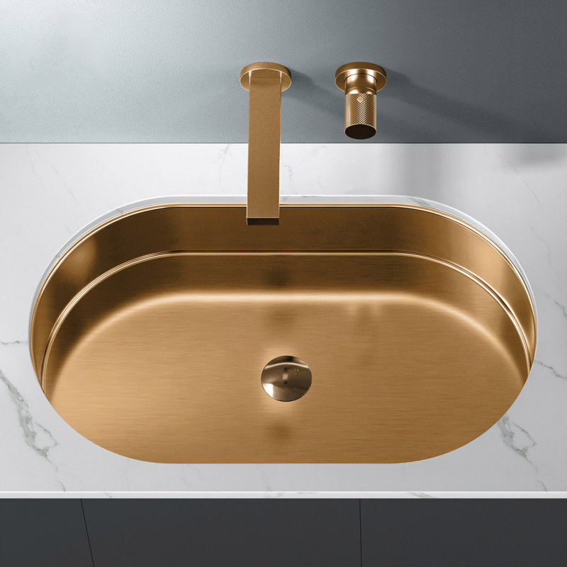 Kricia 25.9'' L Bathroom Sink, Brushed Rose Gold