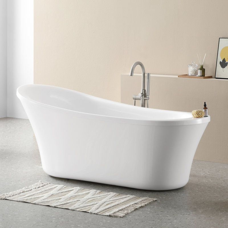 Skylar 70" x 34.25" Freestanding Soaking Acrylic Bathtub