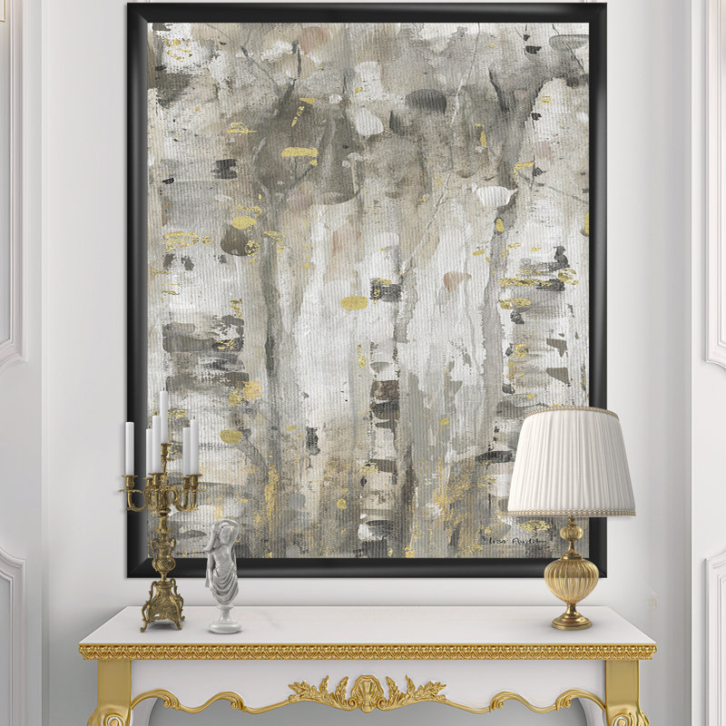 " The Modern Gray Forest II ", 46" H x 36" W x 1.5" D, Black Framed