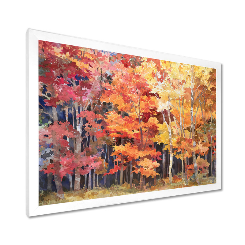 «Autumn Serenade Forest - Autumn Landscape», reproduction d'art mural, H 12 po x l 20 po, Blanc