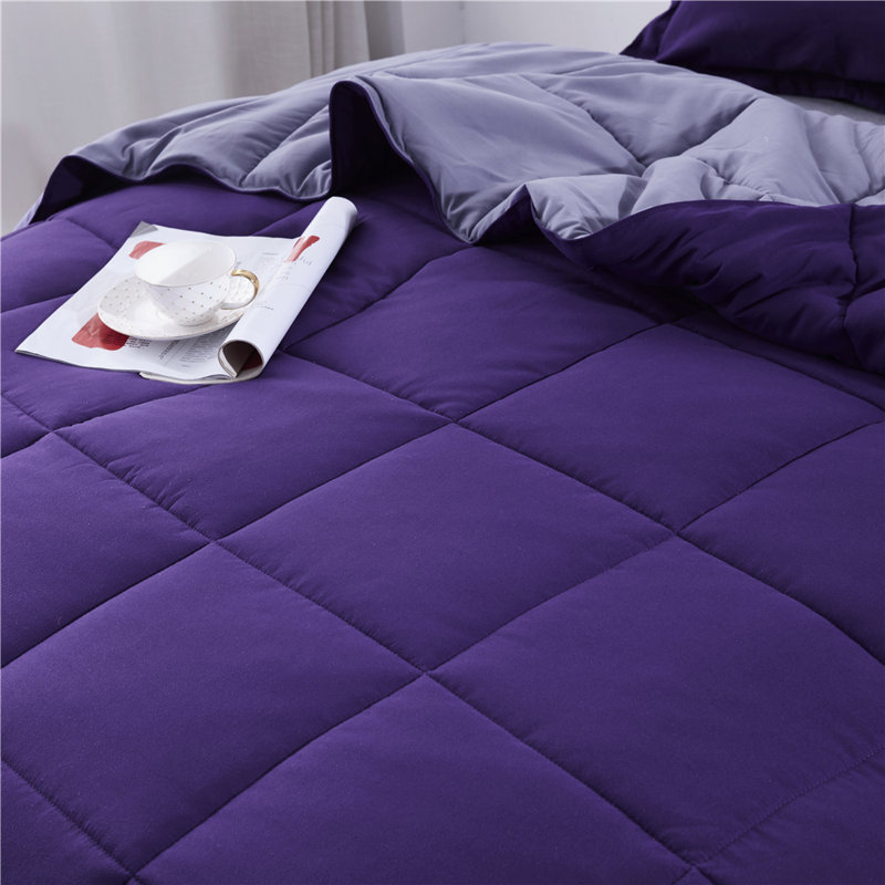Full Purple Microfiber Reversible Duvet Comforter Set