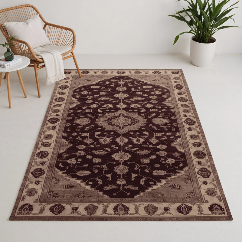 Tapis intérieur et extérieur brun Overdyed, Rectangle 5 pi x 7 pi