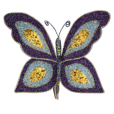 Papillon scintillant perlé 8 po avec pince