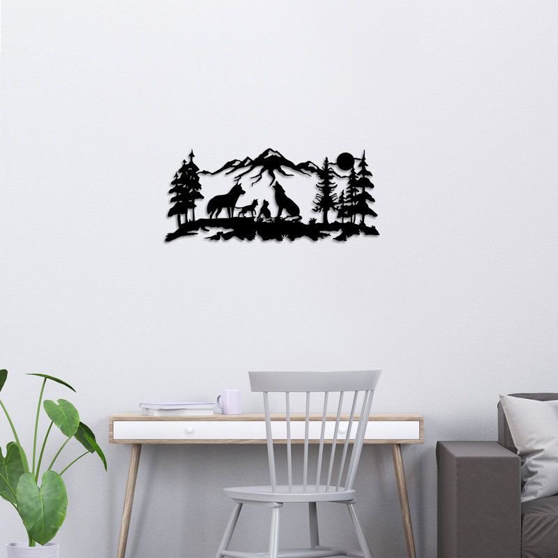 Handmade Rustic Animals Wall Decor on Metal, 17" H x 40" W x 0.6" D