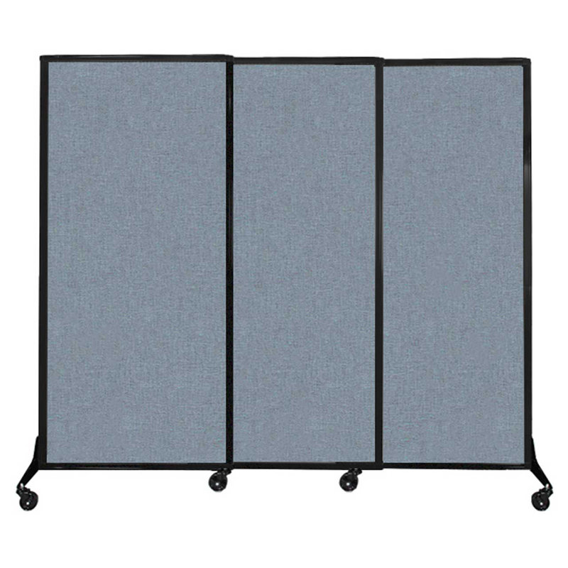 Cloison coulissante à 3 panneaux QuickWall, Bleu poudre, H 70 po x l 100 po
