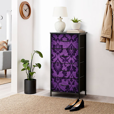 Commode pour commode de chambre à coucher pour commode victorienne mauve et commodes de rangement en tissu avec 4 tiroirs