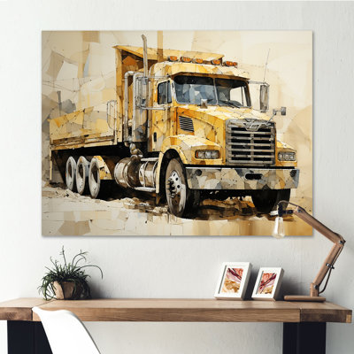 «Beige Semi Truck Collage», reproduction sur toile