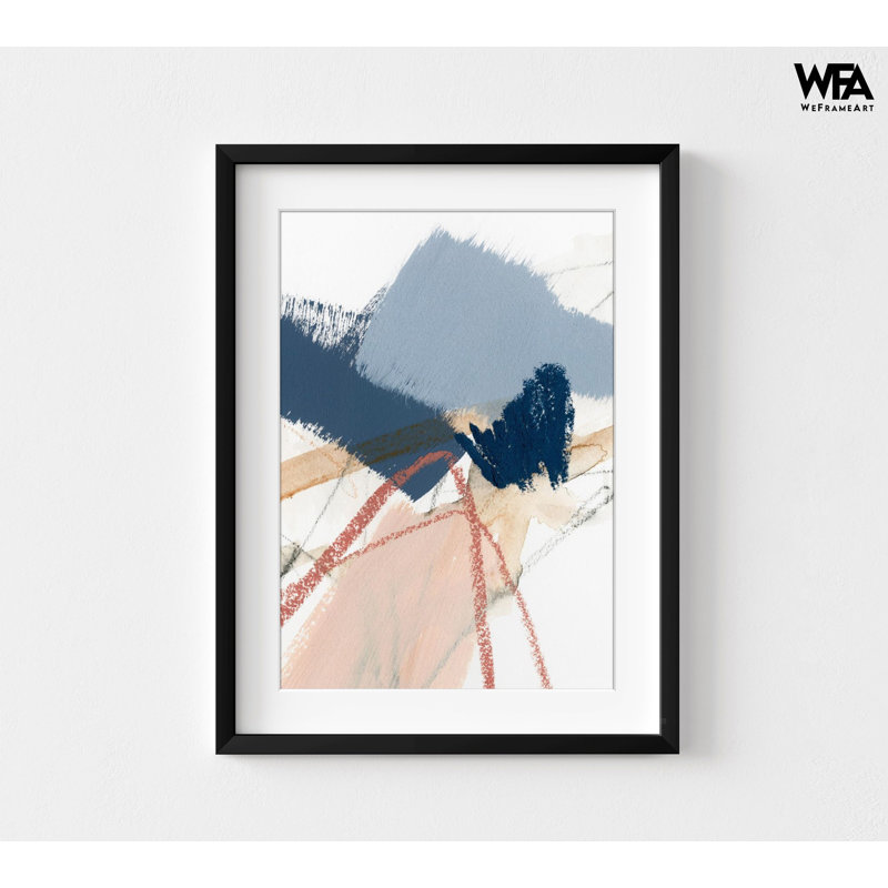 Impression d'art abstrait bleu et rose, art abstrait sur toile encadrée, impressions sur toile, H 16 po x l 12 po