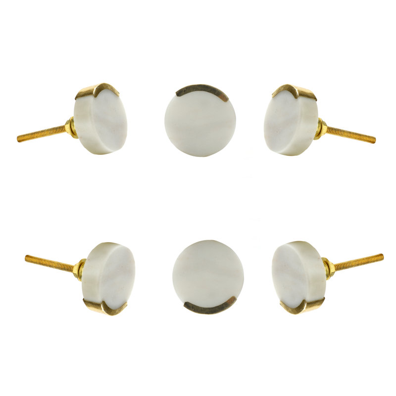 1 1/2" Diameter Cylindrical Knob Multipack, White Marble