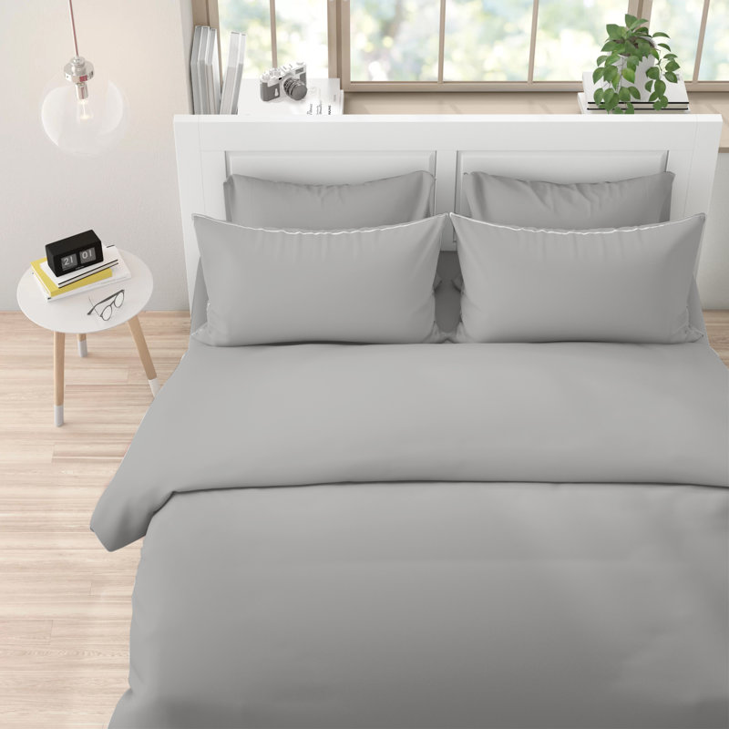Solid Colour Duvet Cover Set with Pillowcases, White, King Duvet Cover