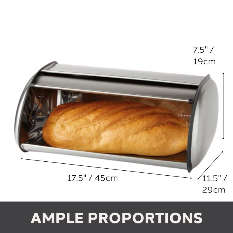 Boîte à pain soignée OGGI avec couvercle en acier inoxydable