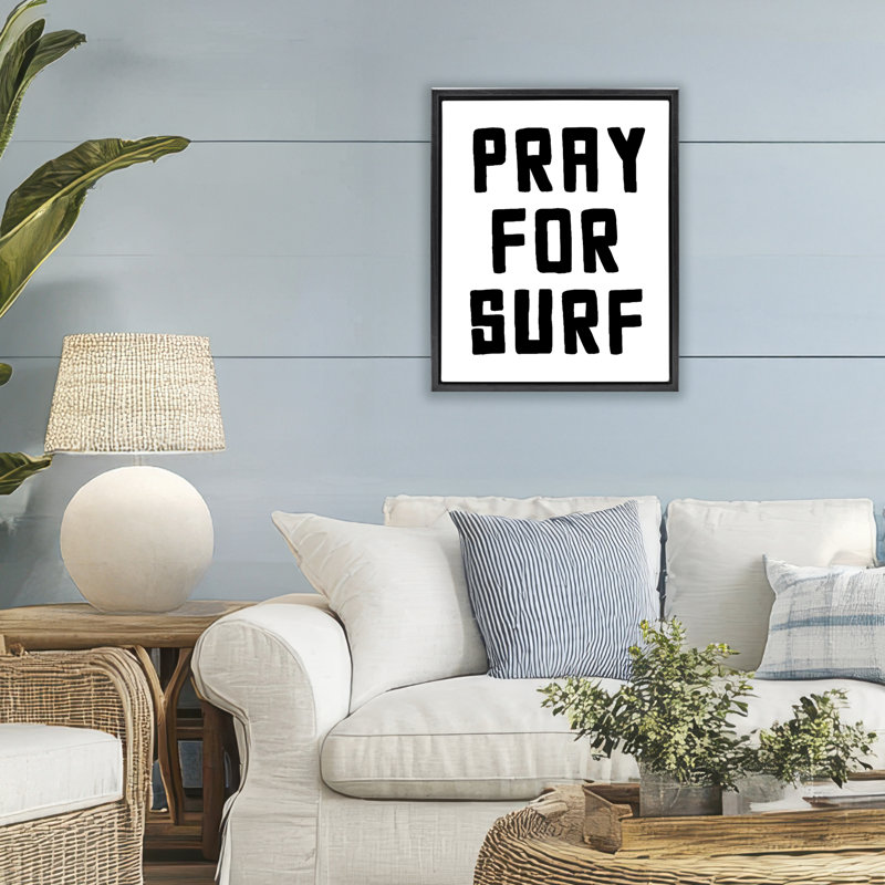 Cadre flottant Pray For Surf, Cadre flottant noir de jais, H 21 po x l 17 po