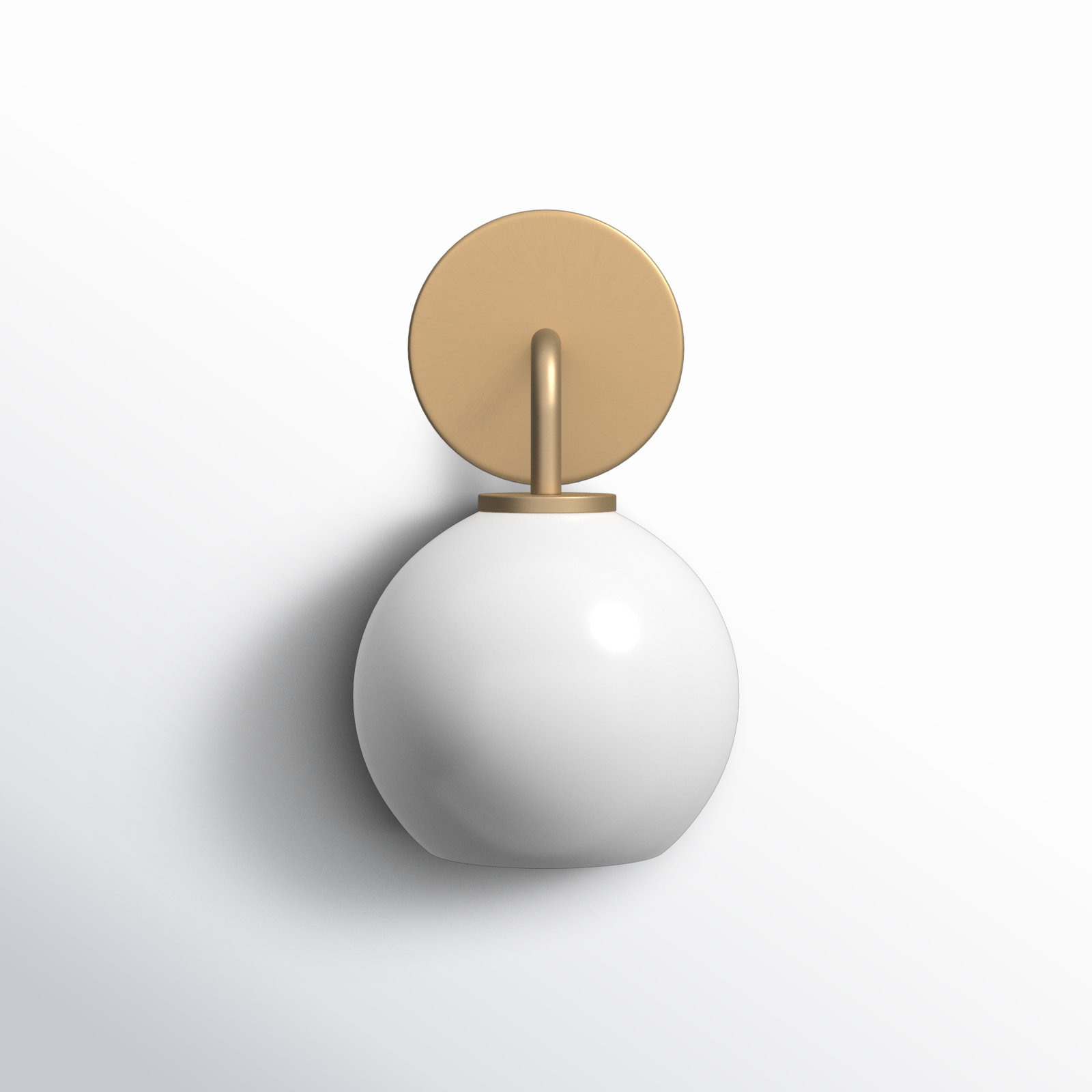 Childerley Single Light Glass Dimmable Armed Sconce, Satin Brass, White