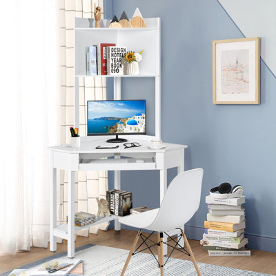 Machteld Corner Solid Wood Base Computer Desk