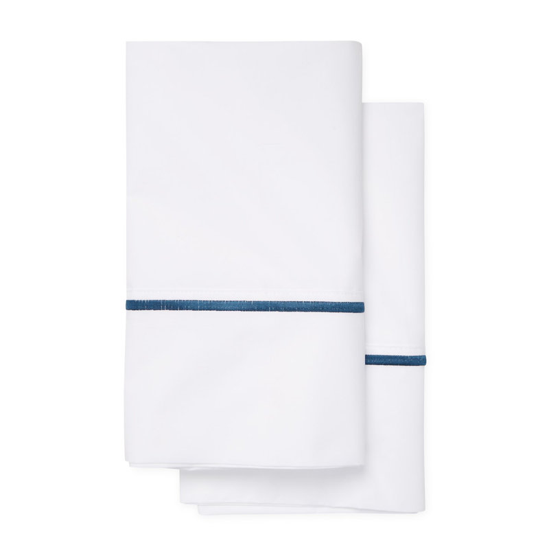 1000 Thread Count Single Stripe Embroidery Sheet Set, Queen Sheet Set + 1 Fitted Sheet + 2 Pillowcases, Blue