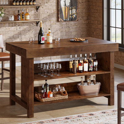 3-Tier Solid Wood 55-Inch Bar Table