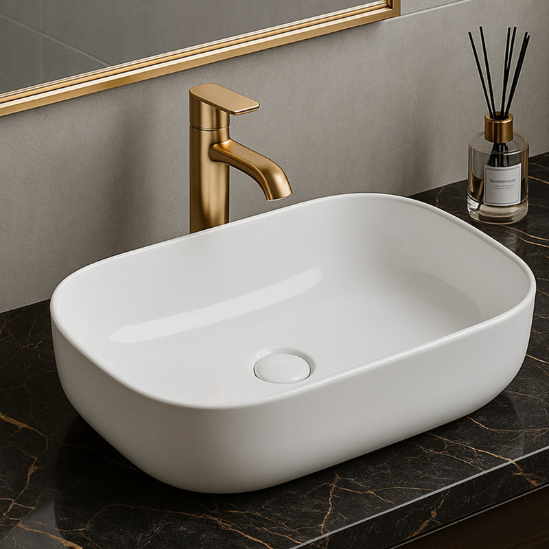 Lavabo de salle de bain rectangulaire en céramique blanche 18 po x 13 po Eleen
