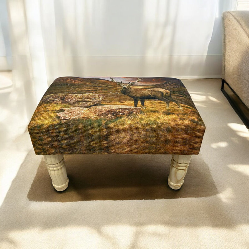 Aahaan 40cm Wide Rectangle No Pattern Footstool Ottoman, Yellow