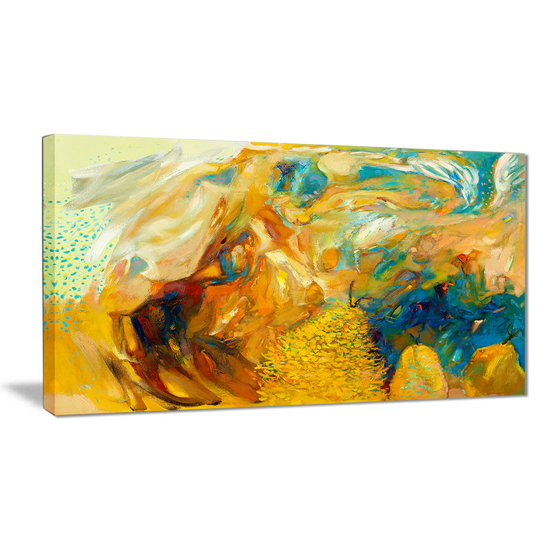 Large Yellow Abstract Collage Canvas Print