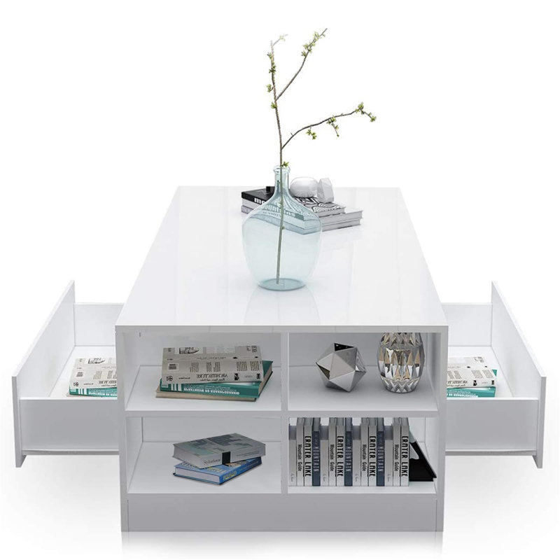 Busra Coffee Table with Storage, White