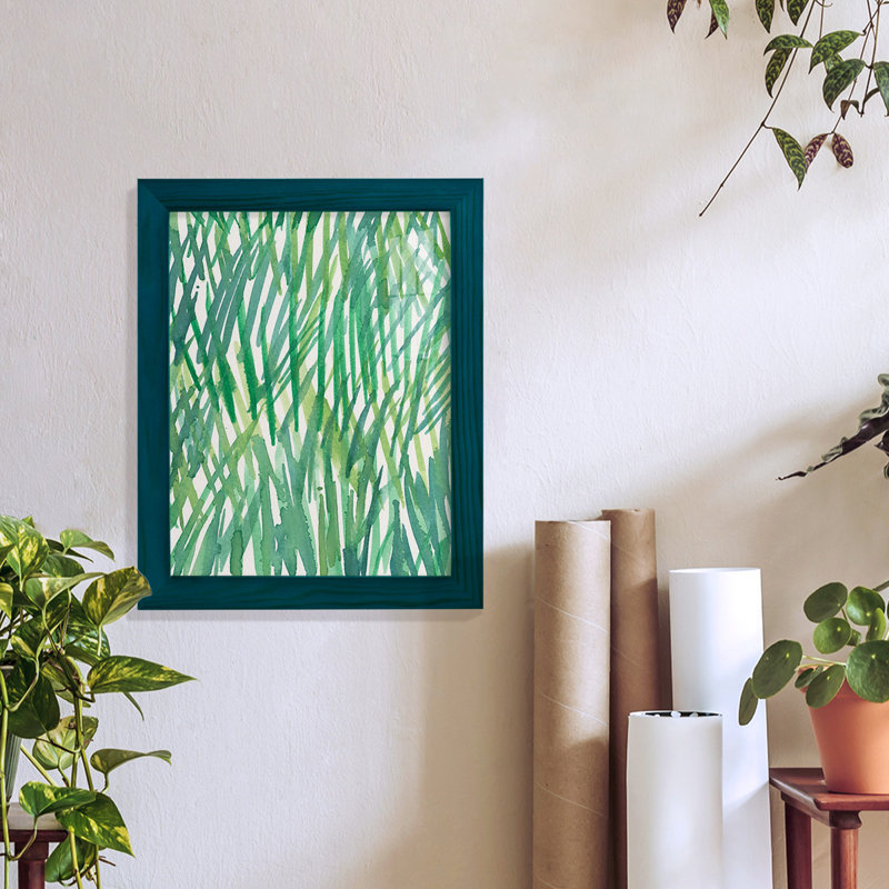 Just Grass I - imprimé, H 11 po x l 9 po x P 1 po, Papier avec cadre bleu