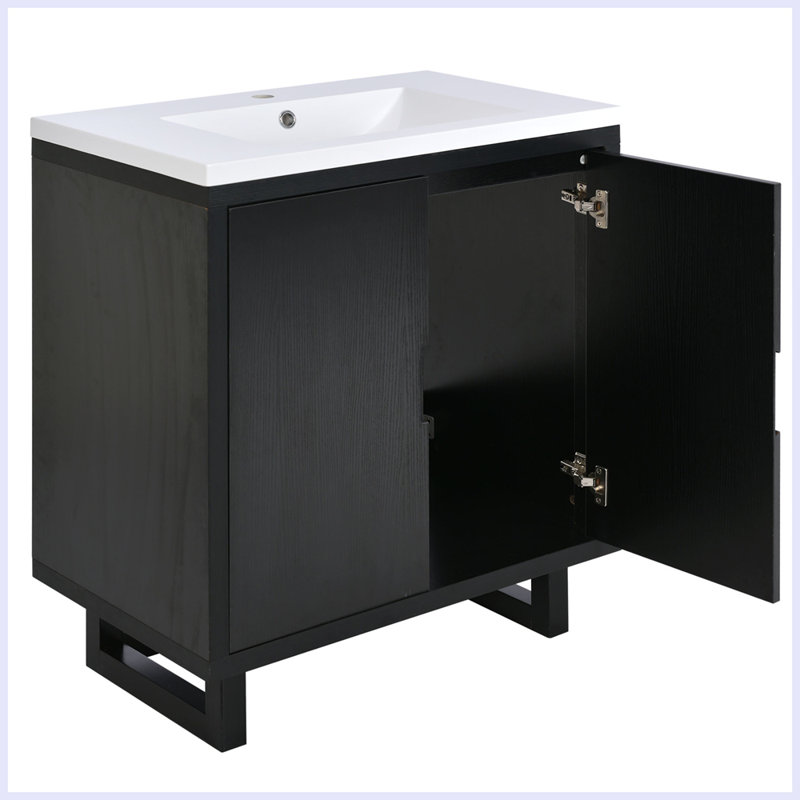 Modern Bathroom Vanity Set with Sink, Black