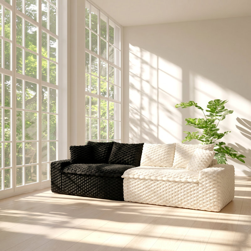 Canapé en velours à blocs de couleur 4 places l 120,08 po x P 35,43 po x H 36,22 po Turtle