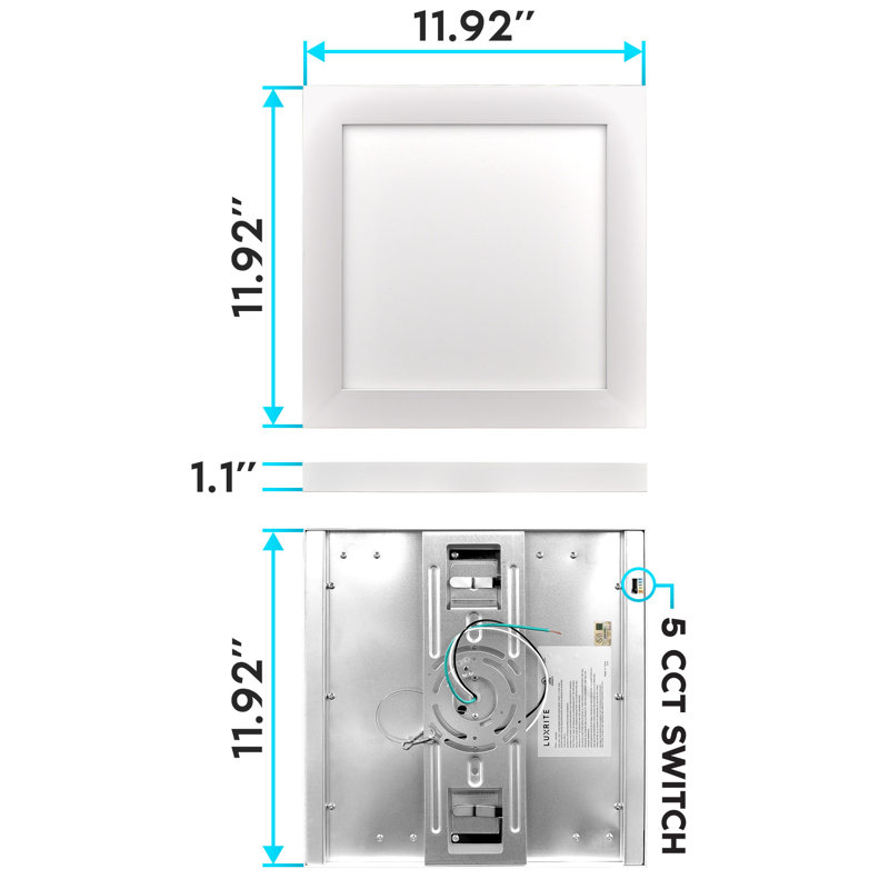 1' x 1' Selectable CCT Dimmable LED Panel Flush Mount Light