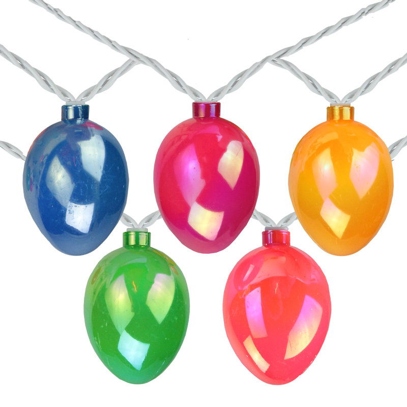 10-Count Pearl Multi-Coloured Easter Egg String Light Set 7.25ft White Wire