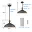 Luminaire suspendu industriel noir 15,3 po