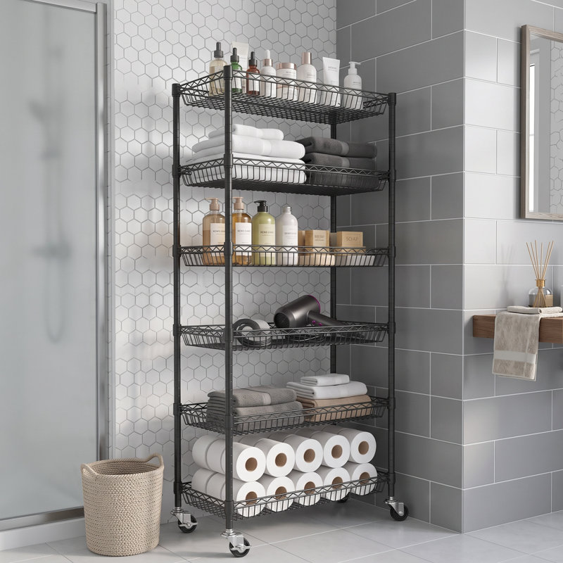 Shelving Unit with Wheels, 160cm H x 35cm W x 74cm D