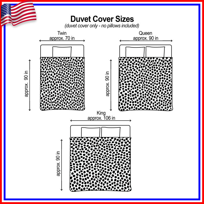 Black White Dotted Pattern Duvet Covers, Queen