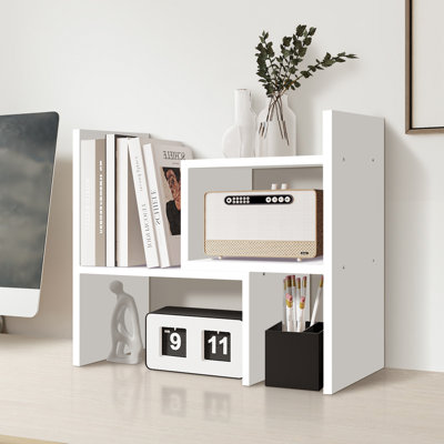 Rotatable White Desktop Organizer Shelf