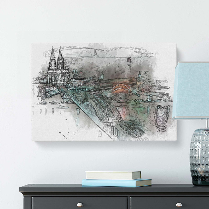 Cologne Skyline In Abstract - Wrapped Canvas Print, 50cm H x 76cm W x 3cm D
