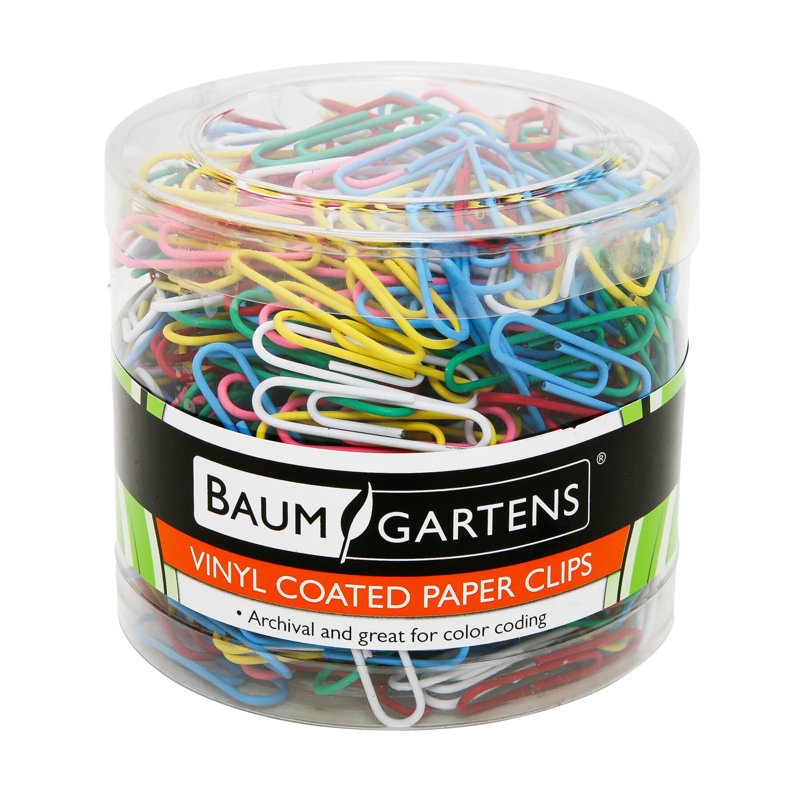Assorted Color Jumbo Vinyl Coated Paper Clips, Set of 200