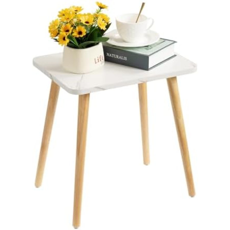 Petite table d'appoint, table de chevet moderne pour salon, chambre, balcon ou bureau, idéale pour les petits espaces. Montage facile. Finition en marbre blanc.