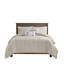 Édredon 100% coton - rayures taupe et blanches, bourre, confortable et teint, broderie en chenille