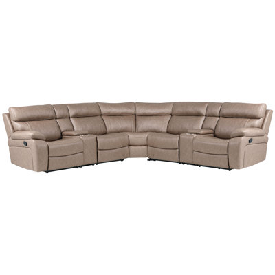 Arthur Abra 7 Piece Modular Manual Reclining Sectional And Entertainment Console