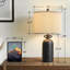 Ensemble de lampes de table en céramique à intensité variable H 24 po avec abat-jour cylindrique en lin Anazagene-409073935