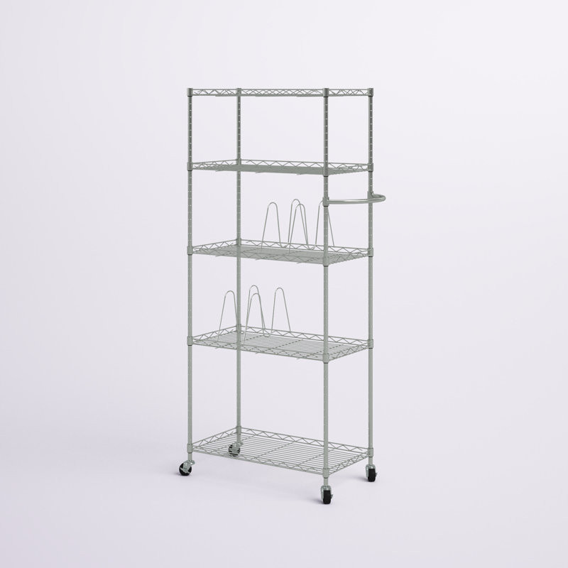 Chrome 24'' Adjustable Steel Pantry Rack with Wheels