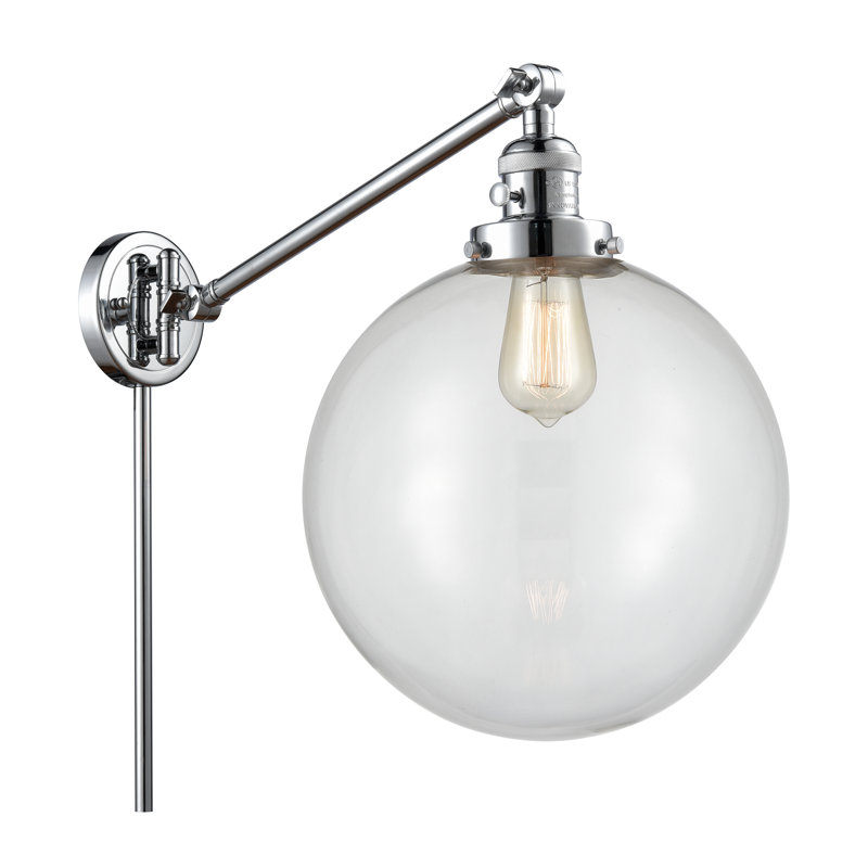 Swing Arm Sconce, Clear, Polished Chrome